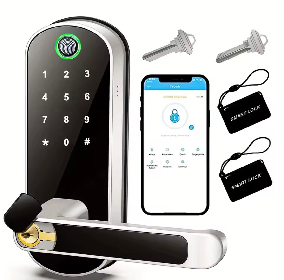 Smart Fingerabdruck-Türschloss, App-Bindung , IC-Karten, IP67 Wasserdicht