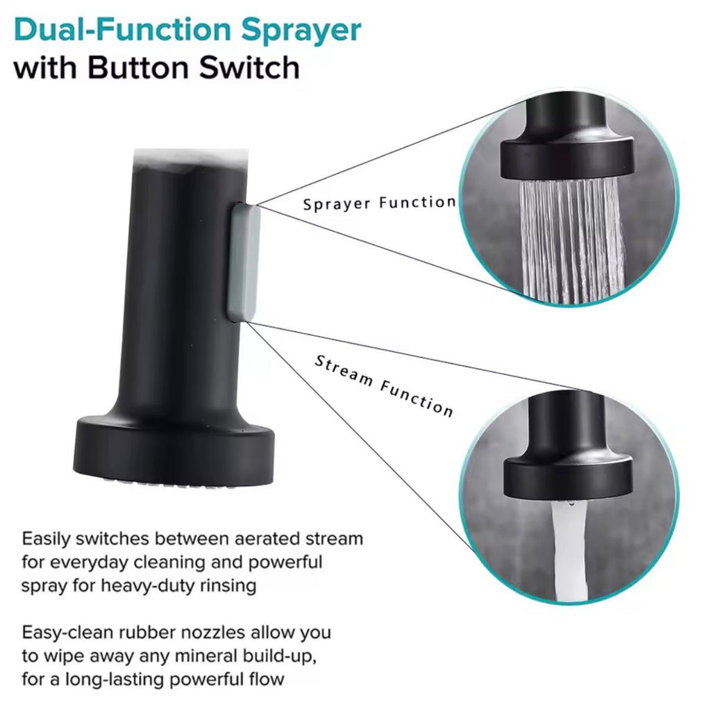 2-Weg Küchenarmatur mit Ziehfunktion, 360 Grad Drehbar