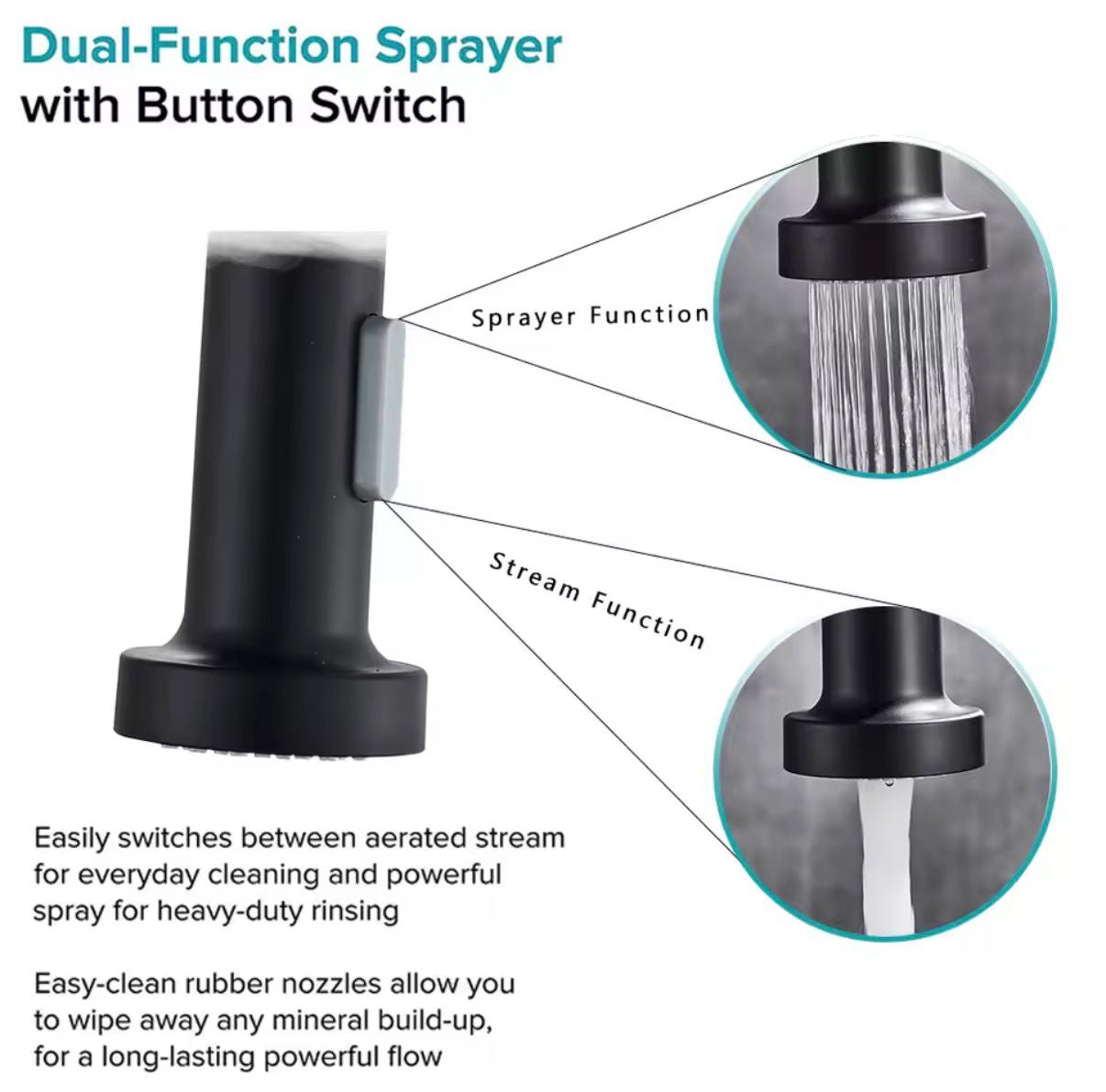 2-Weg Küchenarmatur mit Ziehfunktion, 360 Grad Drehbar