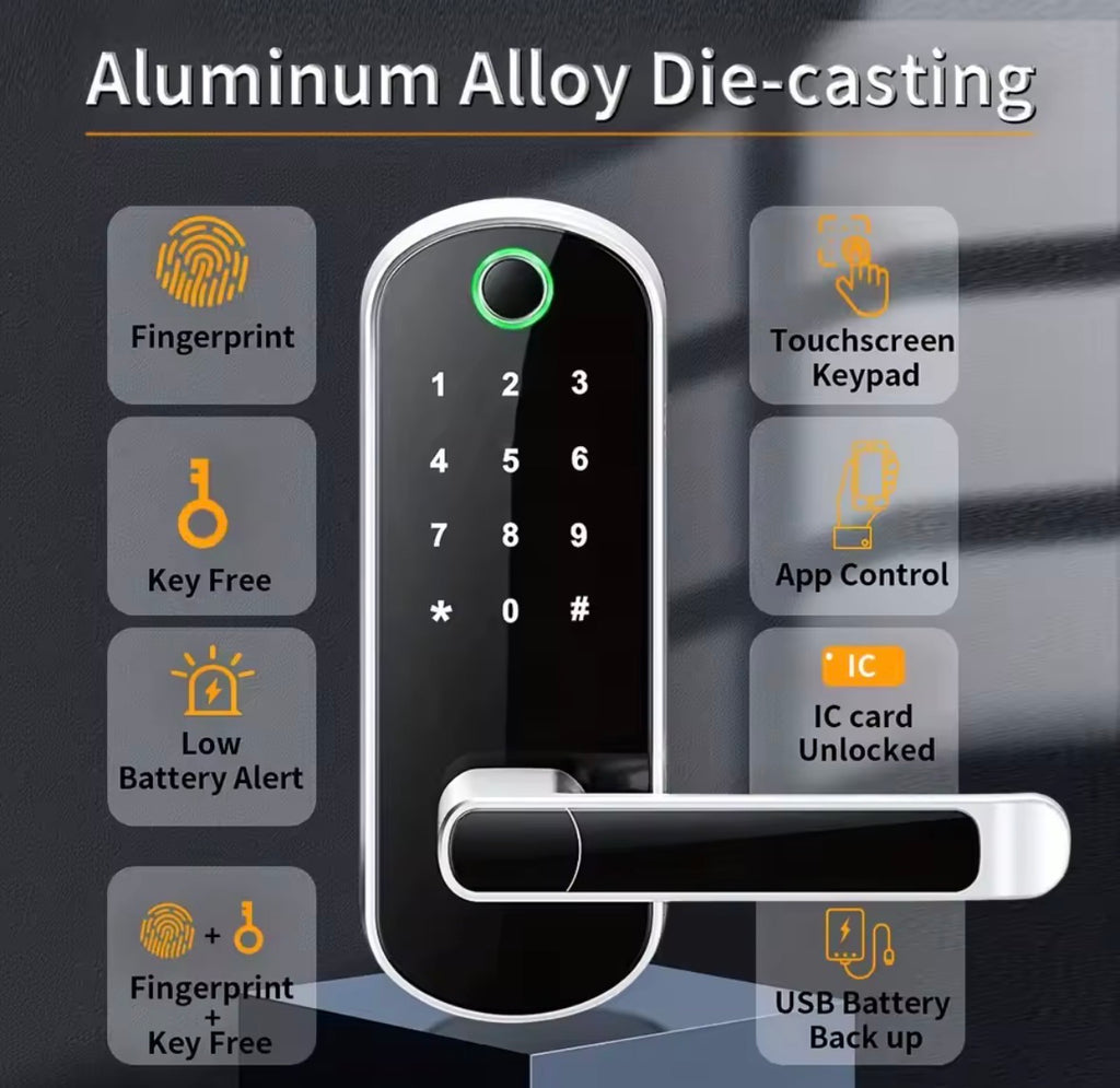 Smart Fingerabdruck-Türschloss, App-Bindung , IC-Karten, IP67 Wasserdicht