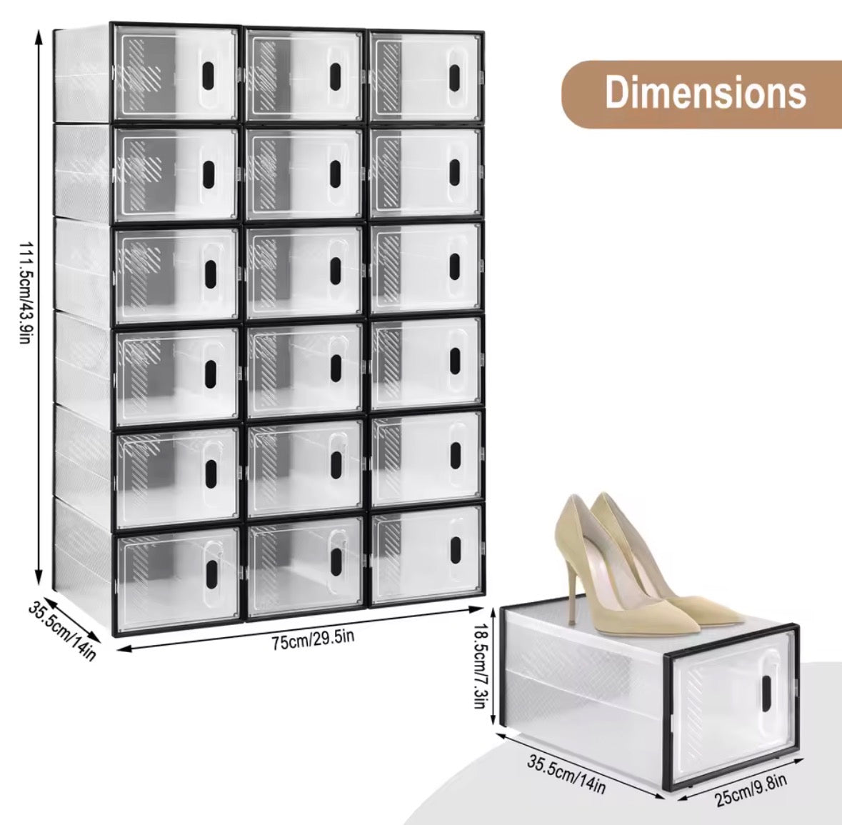 Transparenter Schuhaufbewahrungsorganisator, faltbar Stapelbar