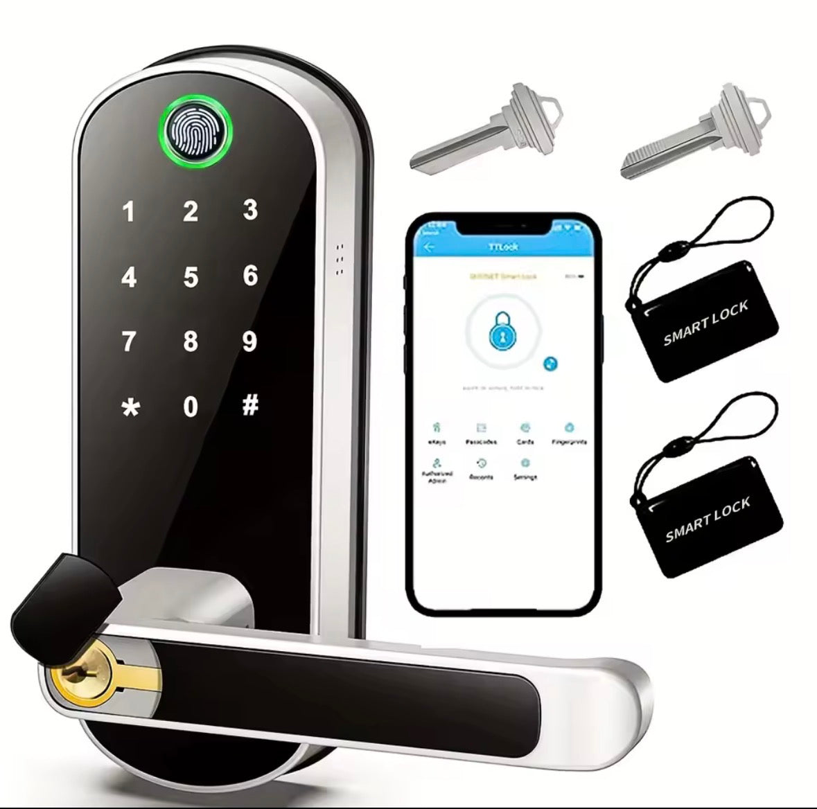 Smart Fingerabdruck-Türschloss, App-Bindung , IC-Karten, IP67 Wasserdicht