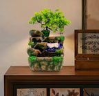 Wasserfall-Binnenbrunnen mit LED-Licht, grüner Pflanzen-Tischbrunnen