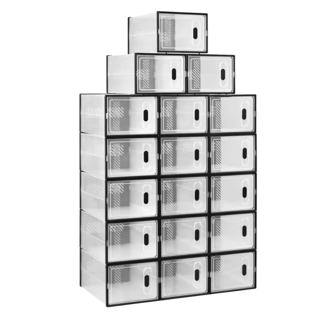 Transparenter Schuhaufbewahrungsorganisator, faltbar Stapelbar