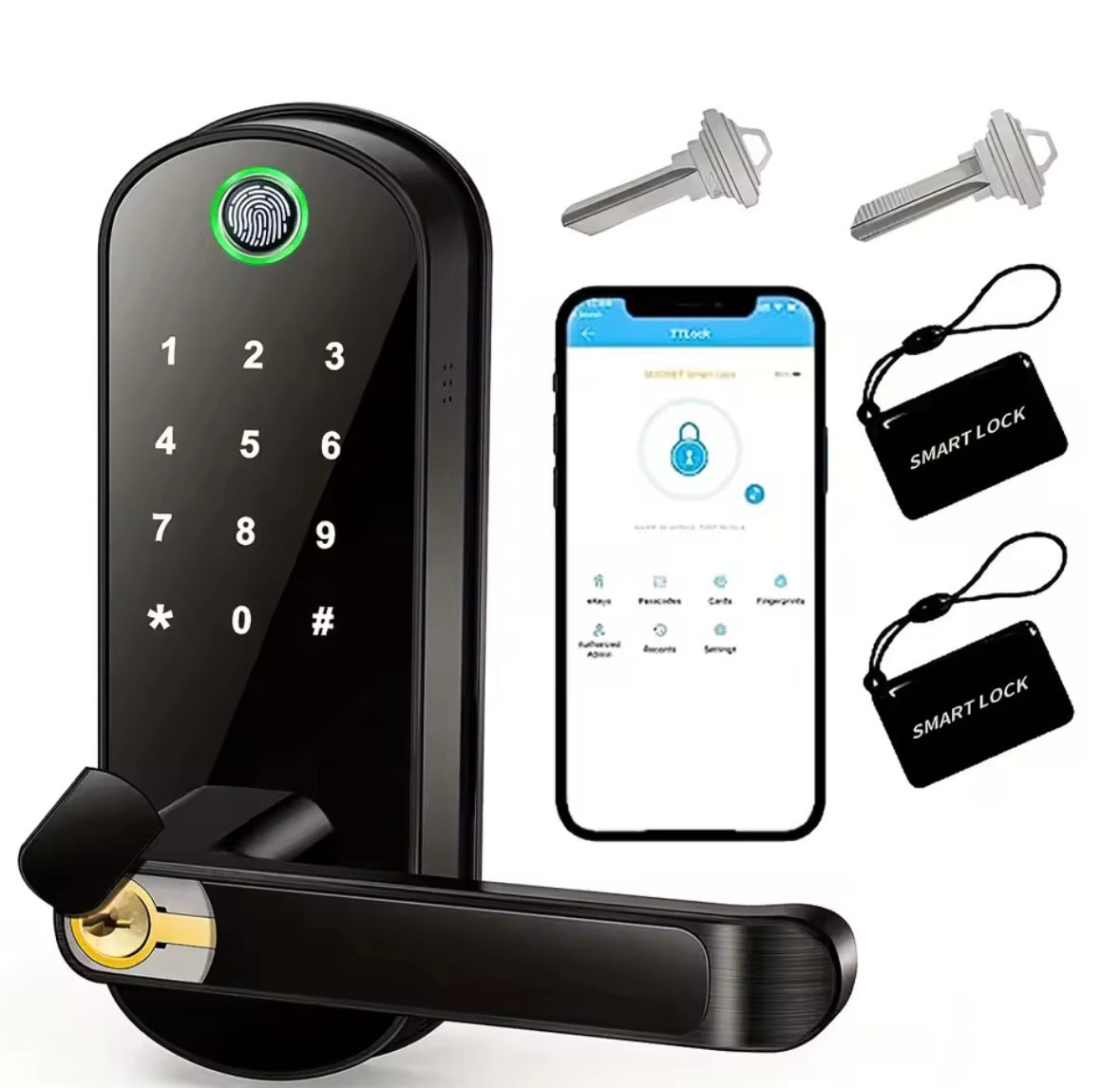 Smart Fingerabdruck-Türschloss, App-Bindung , IC-Karten, IP67 Wasserdicht
