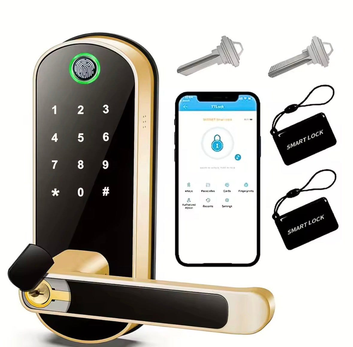 Smart Fingerabdruck-Türschloss, App-Bindung , IC-Karten, IP67 Wasserdicht