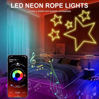 LED-Neon-Lichterkette mit App/Fernbedienung, 24 V, Musik-Synchronisierung, wasserdicht, flexibel