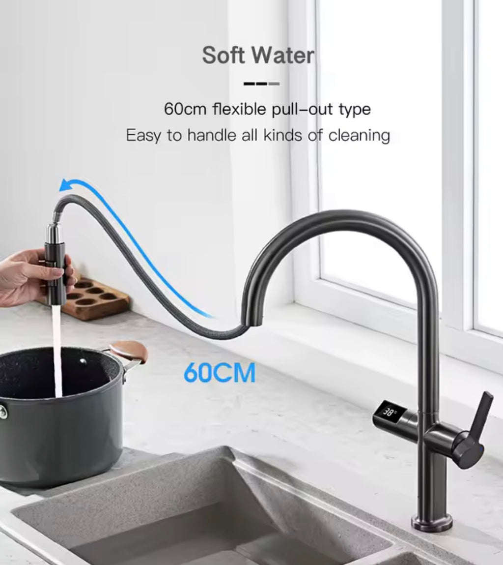 High-End Luxus Wasserhahn mit LED-Temperaturanzeige, Infrarotsensor