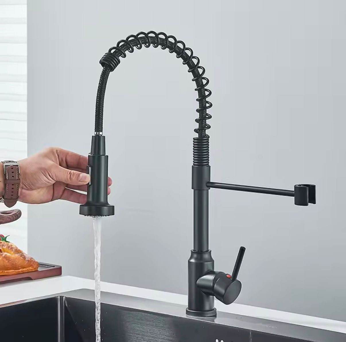 2-Weg Küchenarmatur mit Ziehfunktion, 360 Grad Drehbar