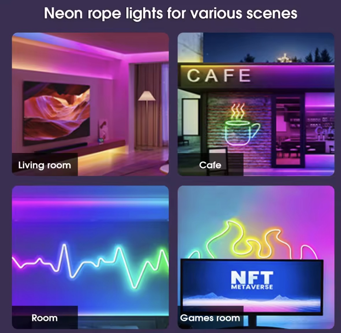 LED-Neon-Lichterkette mit App/Fernbedienung, 24 V, Musik-Synchronisierung, wasserdicht, flexibel