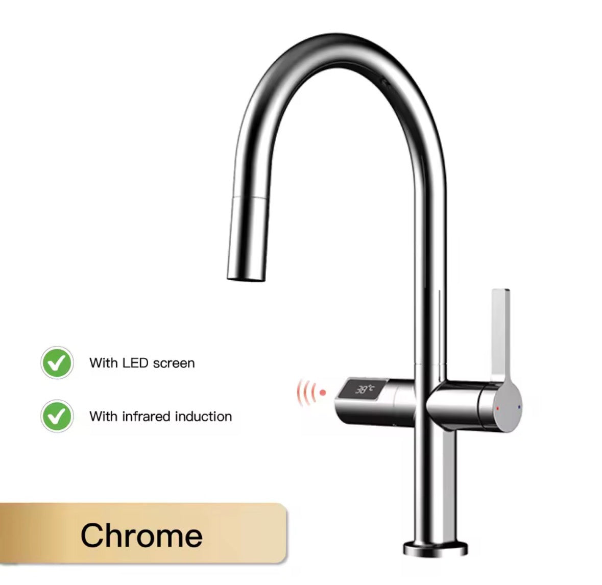 High-End Luxus Wasserhahn mit LED-Temperaturanzeige, Infrarotsensor