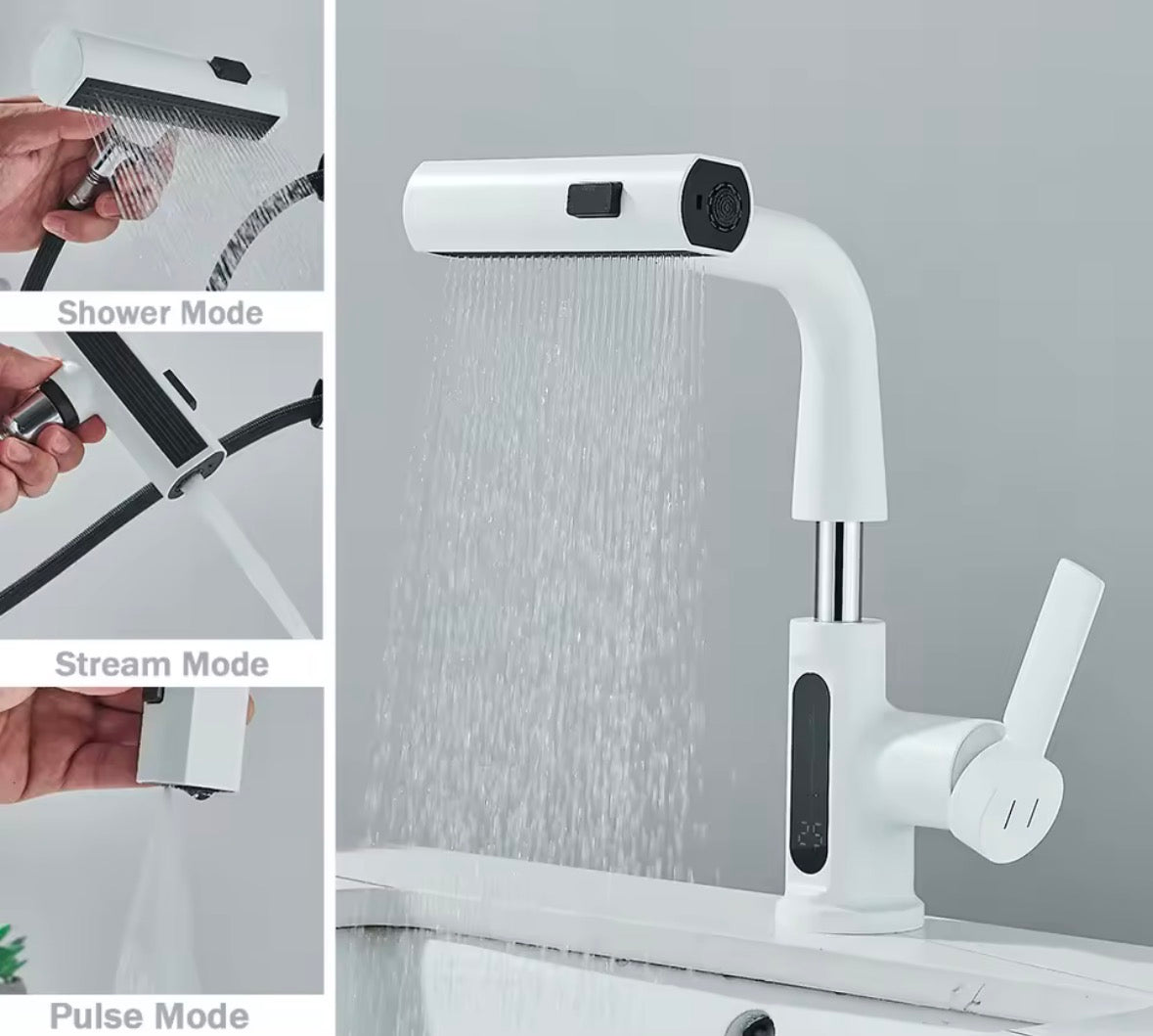 Moderner 3-Weg Badezimmer Waschbecken mit digitaler Temperaturanzeige