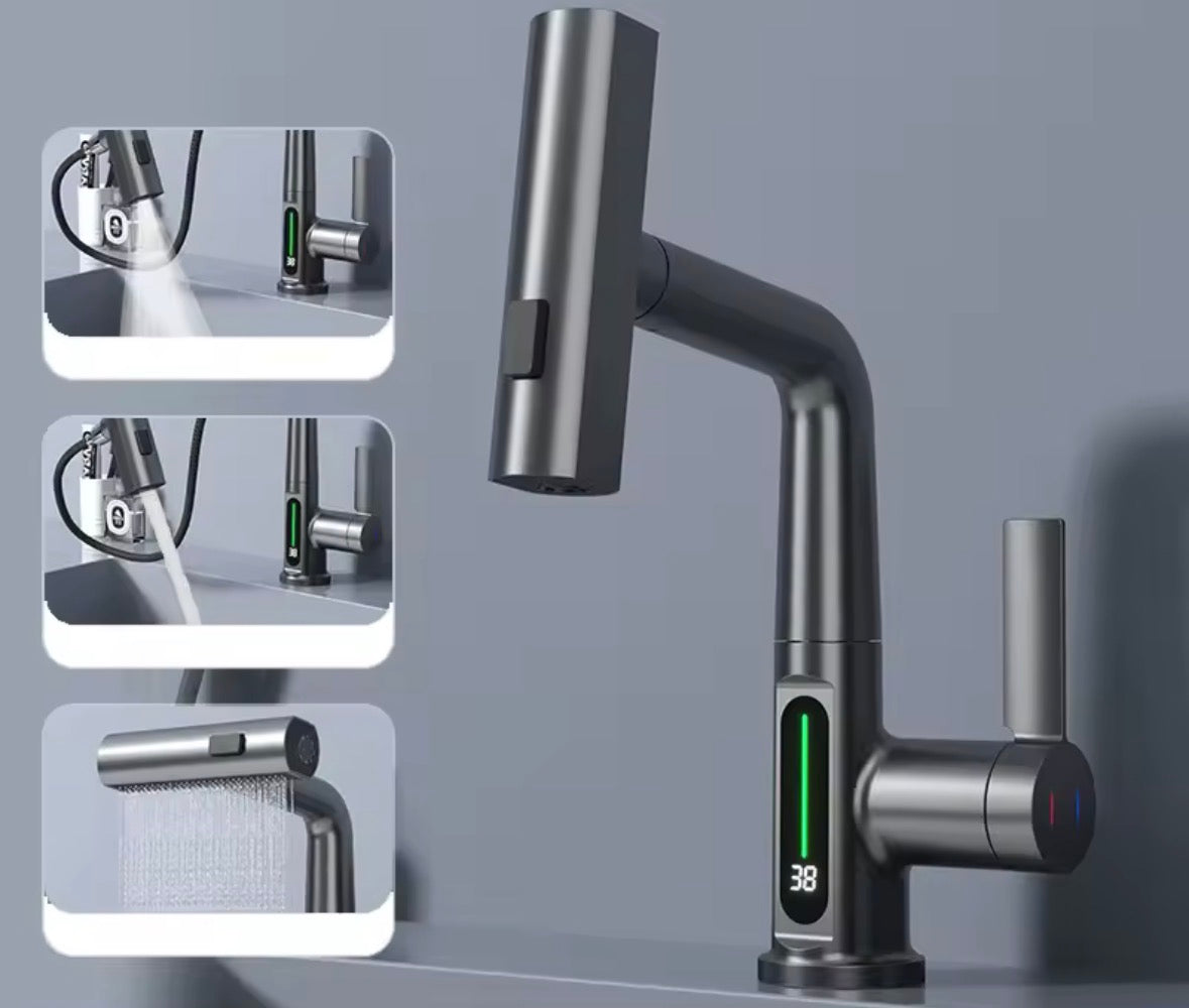 Moderner 3-Weg Badezimmer Waschbecken mit digitaler Temperaturanzeige