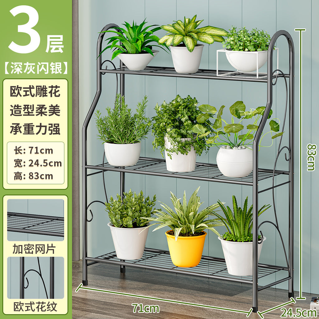 3-stufiger multifunktionaler Eisen-Blumenständer mit moderner Montage