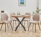 4x Stuhl-Set, gepolsterte Esszimmerstühle, Leinenstoff, Küchenstühle, Metallbeine