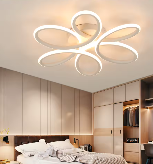 60W Metall-LED-Deckenleuchte, 43cm, Blumendesign, warmweiß 3000K