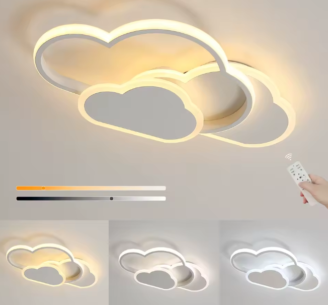 Wolken-Deckenleuchte, 32 W, LED-Deckenleuchte mit dimmbarer Fernbedienung, 3000–6500 K, 2800 lm
