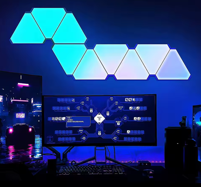 LED Dreieckige Quantum Lampe,mit App Steuerung,u Unterstützt Alexa/Google Assistant