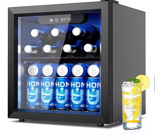 Getränkekühlschrank mit Glastür, 55 Dosen,LED-Beleuchtung