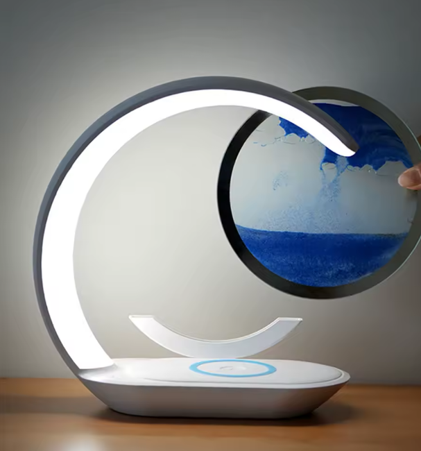 Treibsand Tischlampe USB Wireless Charging, Nachtlicht
