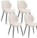 4x Stuhl-Set, gepolsterte Esszimmerstühle, Leinenstoff, Küchenstühle, Metallbeine