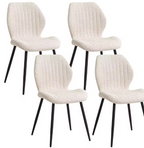 4x Stuhl-Set, gepolsterte Esszimmerstühle, Leinenstoff, Küchenstühle, Metallbeine