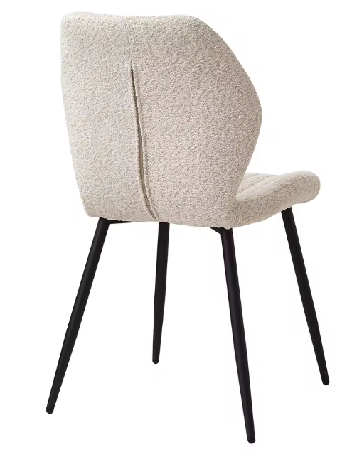 4x Stuhl-Set, gepolsterte Esszimmerstühle, Leinenstoff, Küchenstühle, Metallbeine