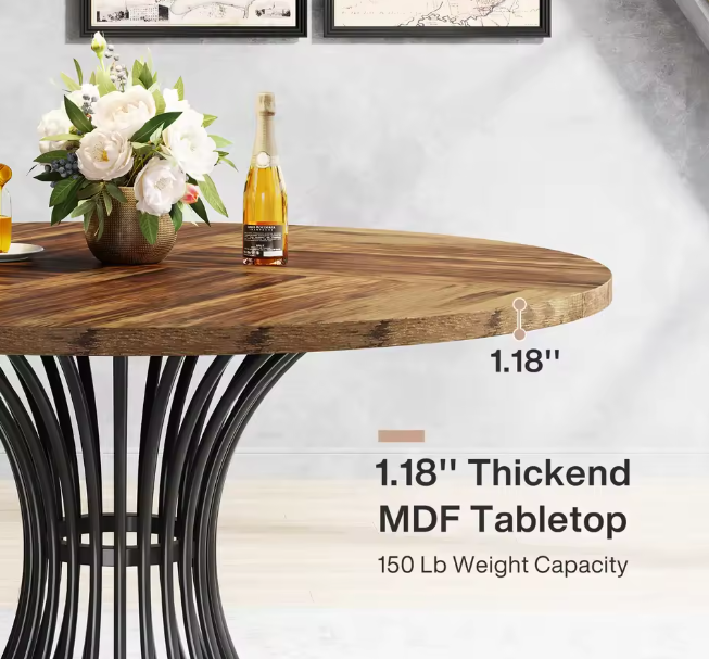 Runder Esstisch für 4–6 Personen, 47-Zoll