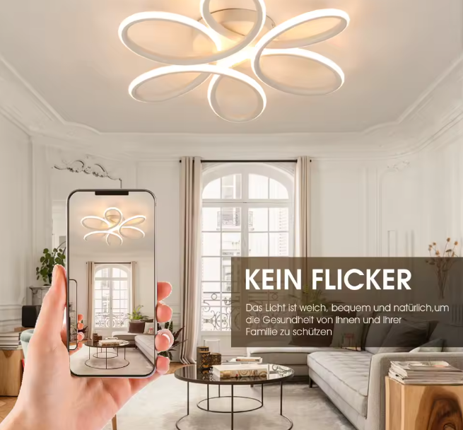 60W Metall-LED-Deckenleuchte, 43cm, Blumendesign, warmweiß 3000K