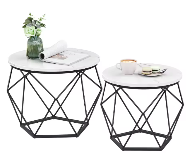 Couchtisch rund, 2er Set, Wohnzimmertisch, Beistelltisch, modern, abnehmbare Tischplatte