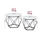 Couchtisch rund, 2er Set, Wohnzimmertisch, Beistelltisch, modern, abnehmbare Tischplatte