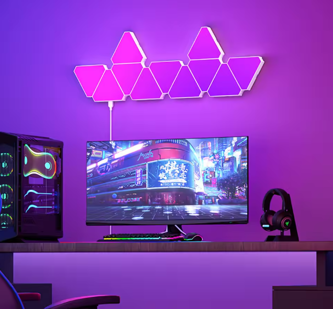 LED Dreieckige Quantum Lampe,mit App Steuerung,u Unterstützt Alexa/Google Assistant