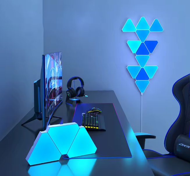 LED Dreieckige Quantum Lampe,mit App Steuerung,u Unterstützt Alexa/Google Assistant