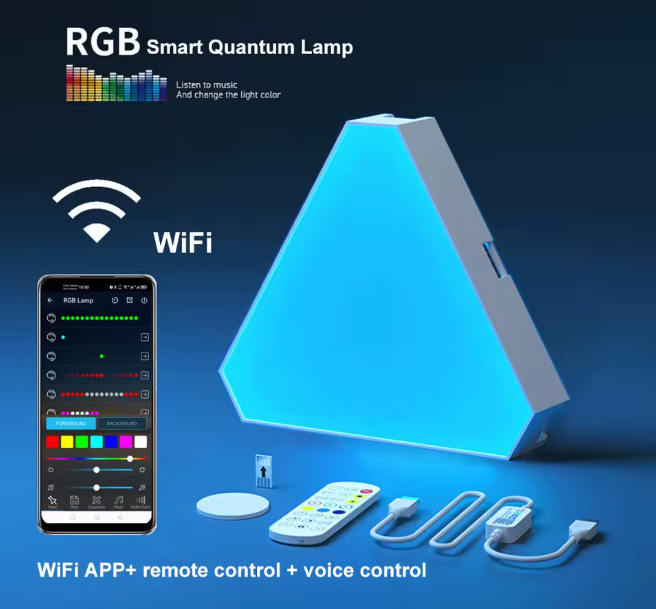 LED Dreieckige Quantum Lampe,mit App Steuerung,u Unterstützt Alexa/Google Assistant