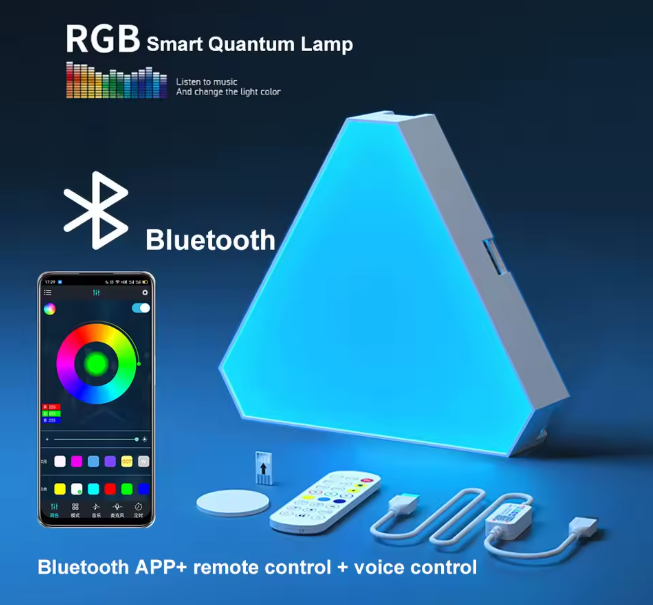 LED Dreieckige Quantum Lampe,mit App Steuerung,u Unterstützt Alexa/Google Assistant